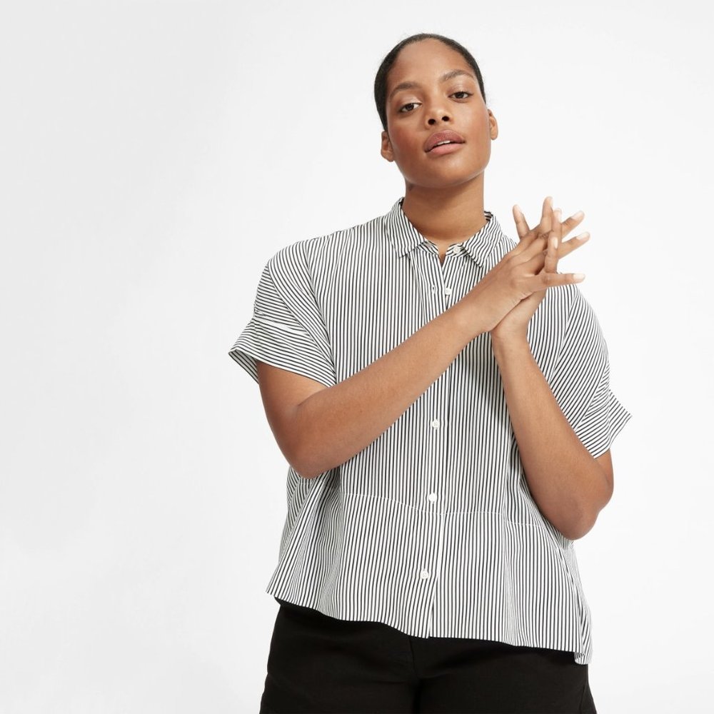 Everlane Silk Short Sleeve Square Shirt